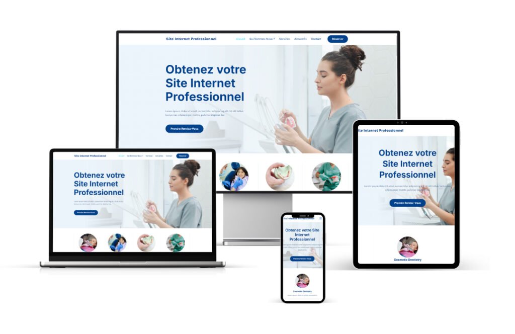 Image d'un Site Internet sur différents écran : Ordinateur, Ordinateur portable, Tablette et Téléphone