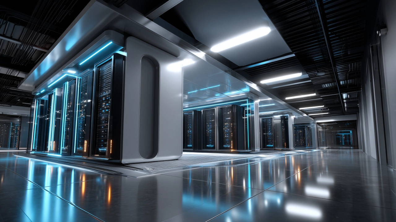 Photo d'une salle de serveurs d'un hébergeur web.
