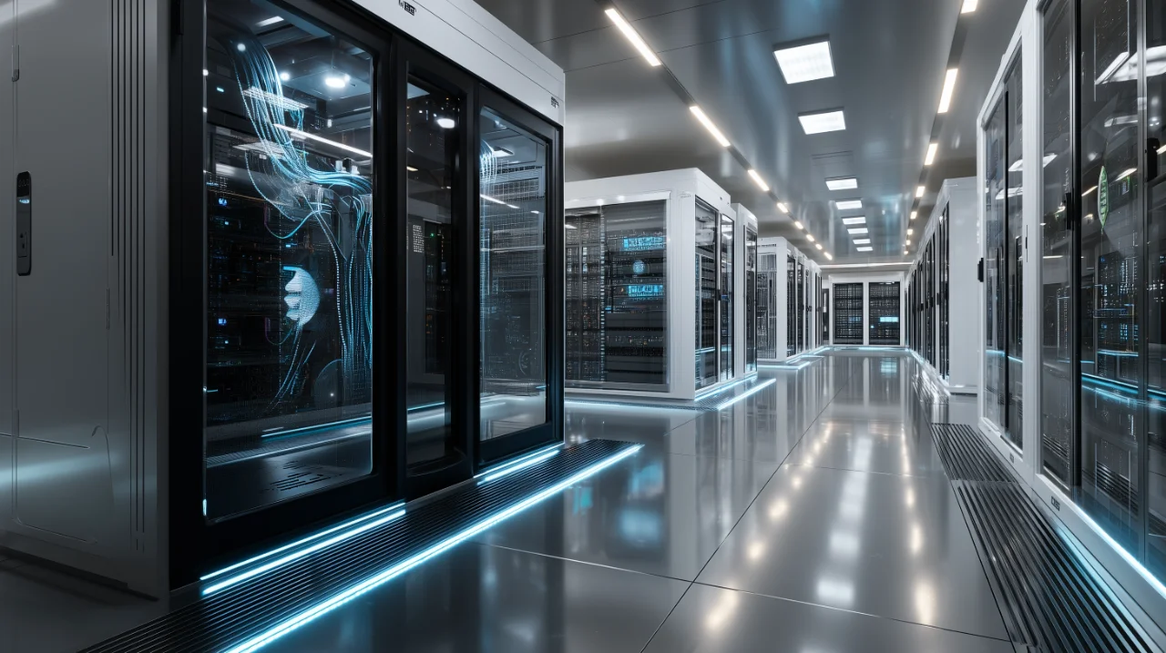 Photo d'une salle de serveurs d'un hébergeur web.