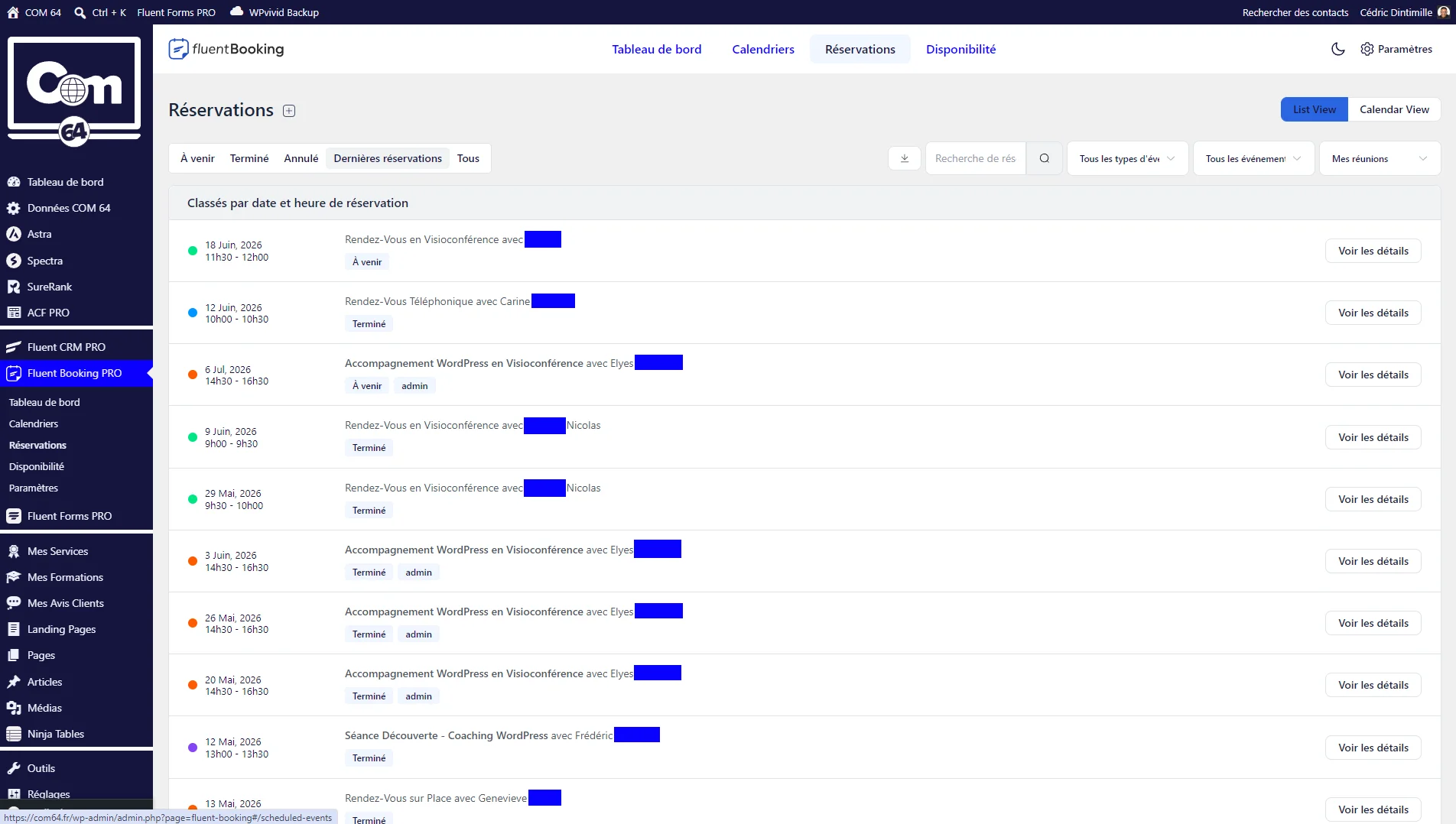 Reservations pour FluentBooking PRO