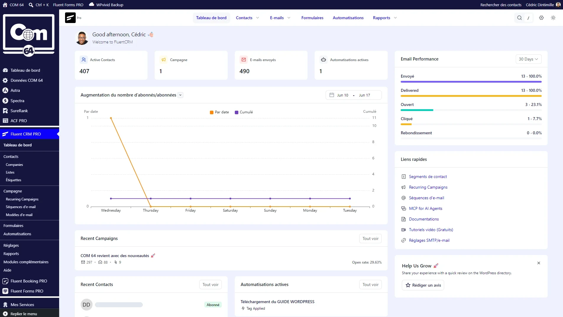 Agence Web à Pau Tableau de bord du CRM : contacts, campagnes et statistiques