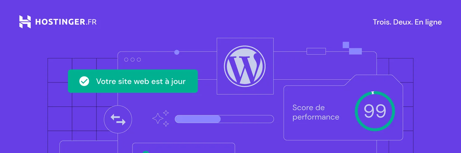 Hostinger, hébergement WordPress : votre site web est à jour, score de performance 99